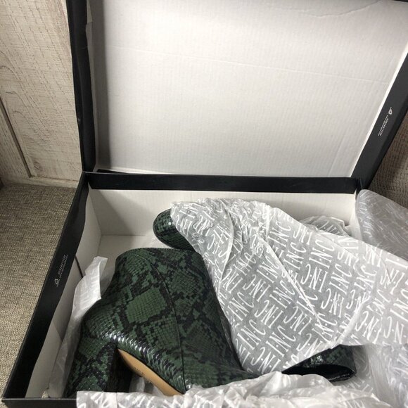 Womens INC Inernational Concepts Green Black Snakeskin Print Ankle Boots Size 5 - Picture 7 of 7
